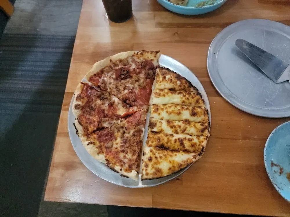 All Meat Pizza and Cheesy Breadsticks